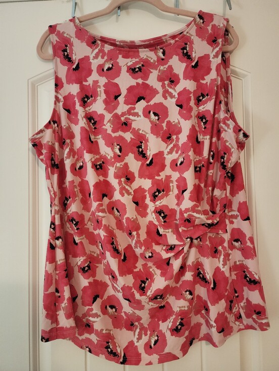 Anne Klein Tops - Anne Klein Sleeveless Pink White Floral Gathered Front Top NWT 2X Coastal